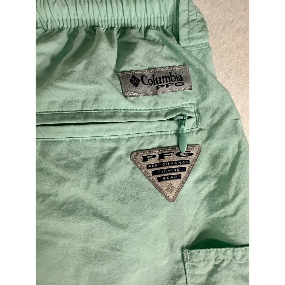 Columbia PFG Omni-Shade Men's Green Swim Shorts L Mesh Lined Drawstring Pocket